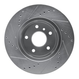 Land Rover Discovery Brake Rotor (1) - Front Right - R1 Concepts - Drilled & Slotted - Silver - `99-`04